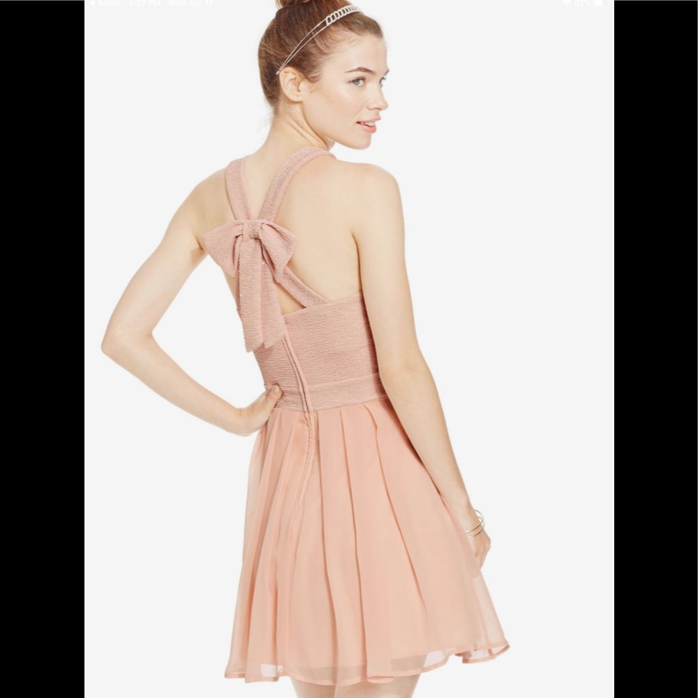 Trixxi Juniors Bow back pleated A line dress NEW